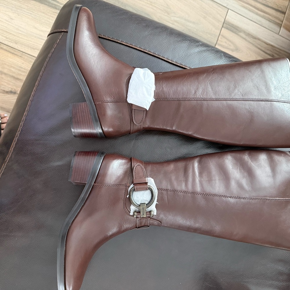Coach Brown knee high boots. Never worn
